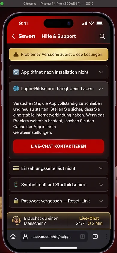 Seven App — häufige Probleme & Lösungen – Seven