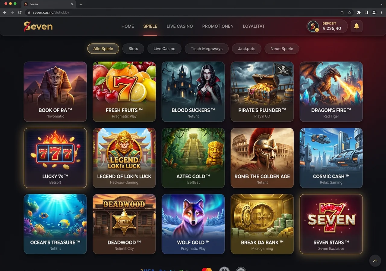 Spielangebot bei Seven – Seven